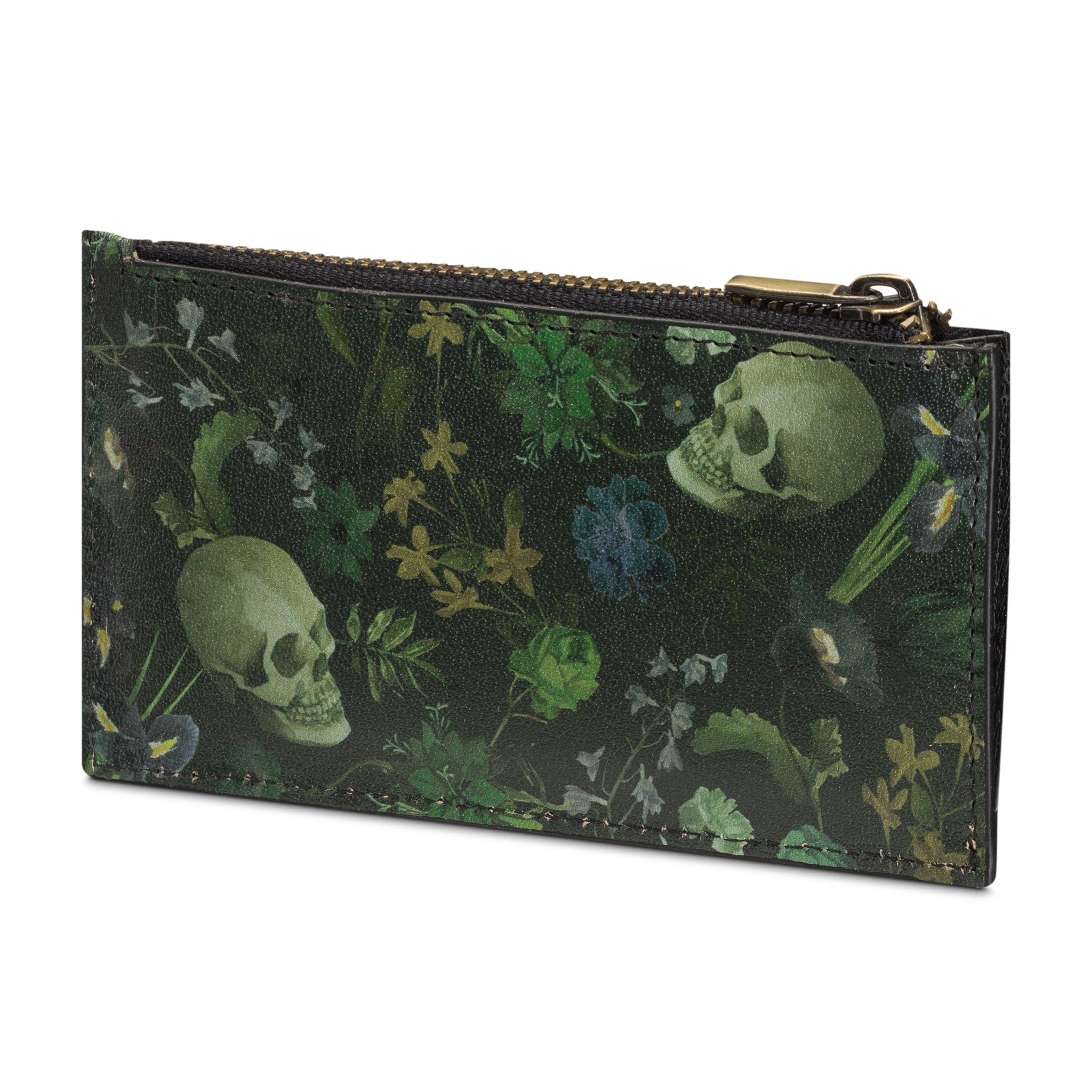 Green Dutch Floral Zip Leather Card Case - Image 3